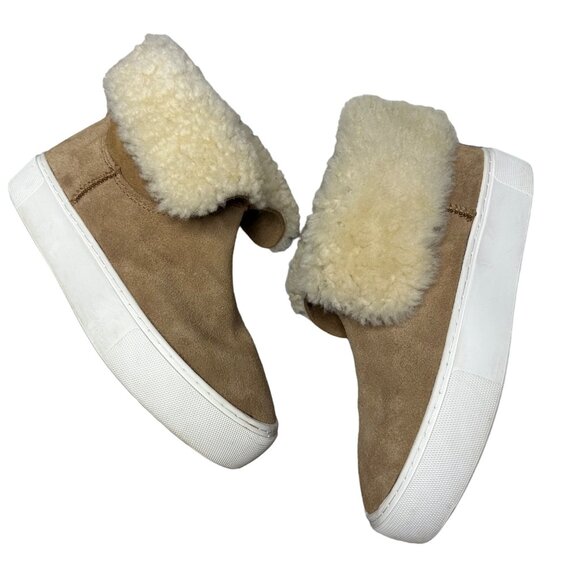 UGG Lynus High-Top Platform Sneaker Size 5 Boots in Cognac Tan Suede 1123692 - Picture 5 of 10